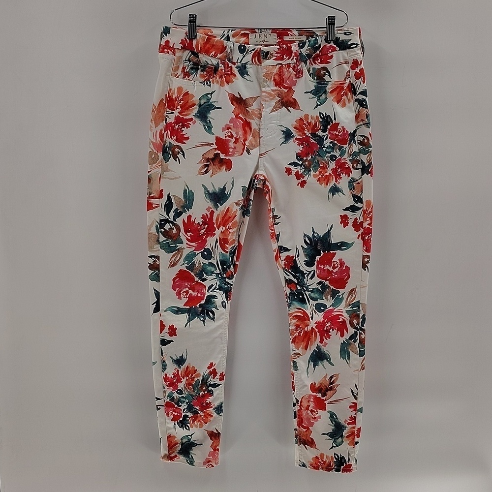 Jen 7 for 7 for all Mankind Printed Ankle Skinny Jeans Size 8 Floral Print